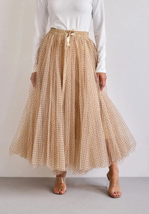 beige evening skirt