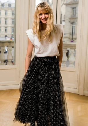 playful long tulle skirt