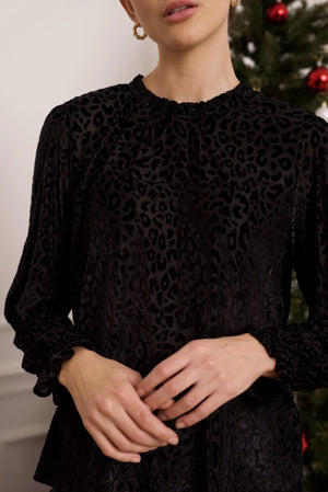 leopard black blouse
