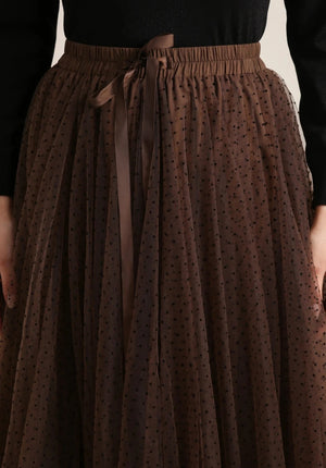 brown tulle skirt with dots