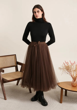 long brown skirt