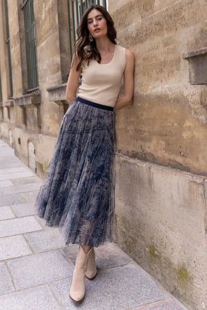 elegant print tulle skirt