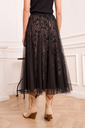 long skirt in black tulle