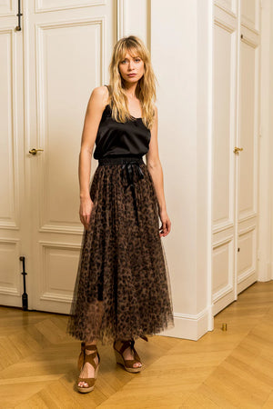 Brown Leopard Print Tulle Skirt Choklate